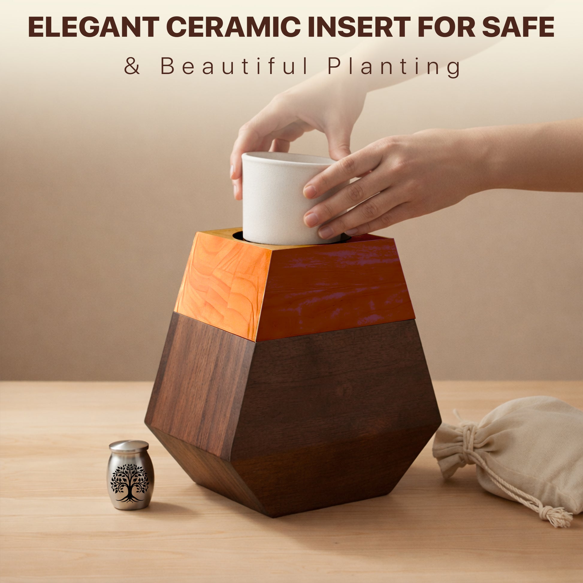 Wooden Plant Cremation Urn