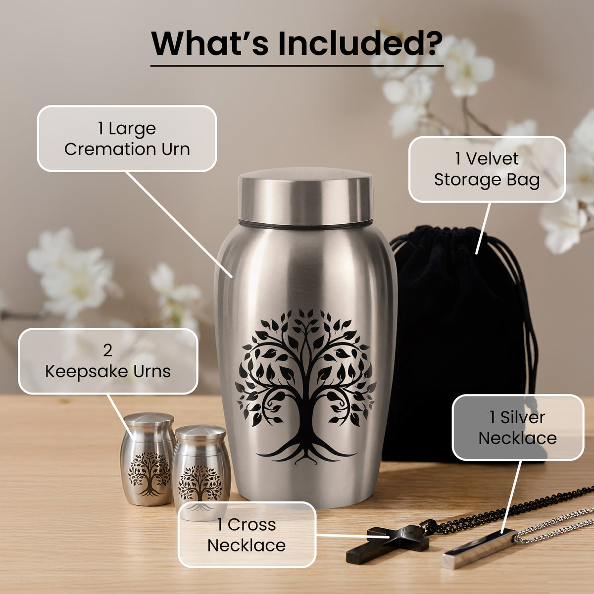 Stainless Steel Cremation Urn Set