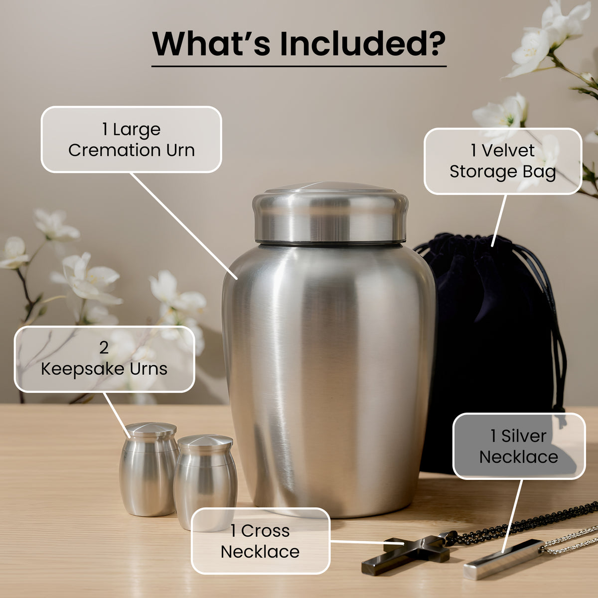 Stainless Steel Cremation Urn Set