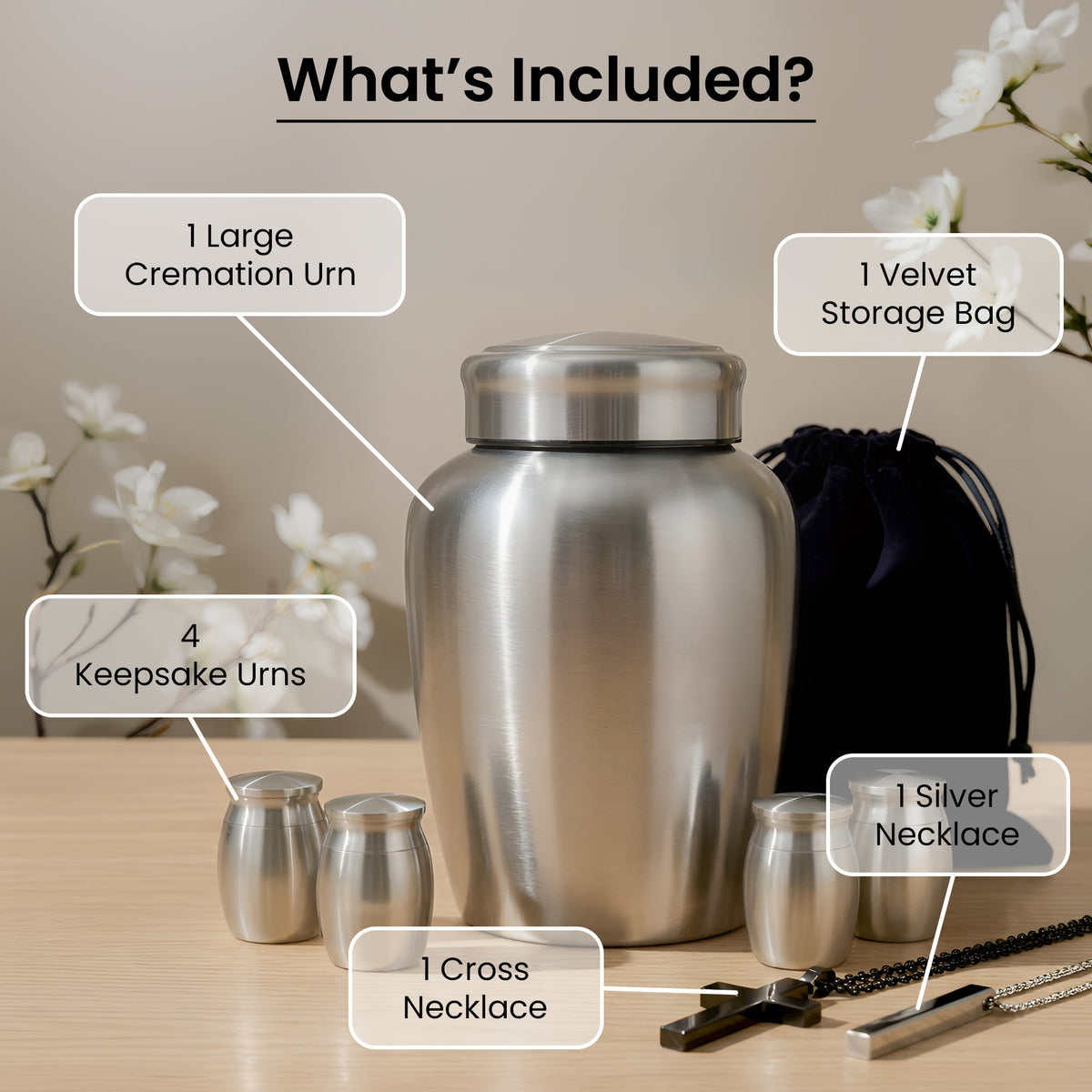 Stainless Steel Cremation Urn Set