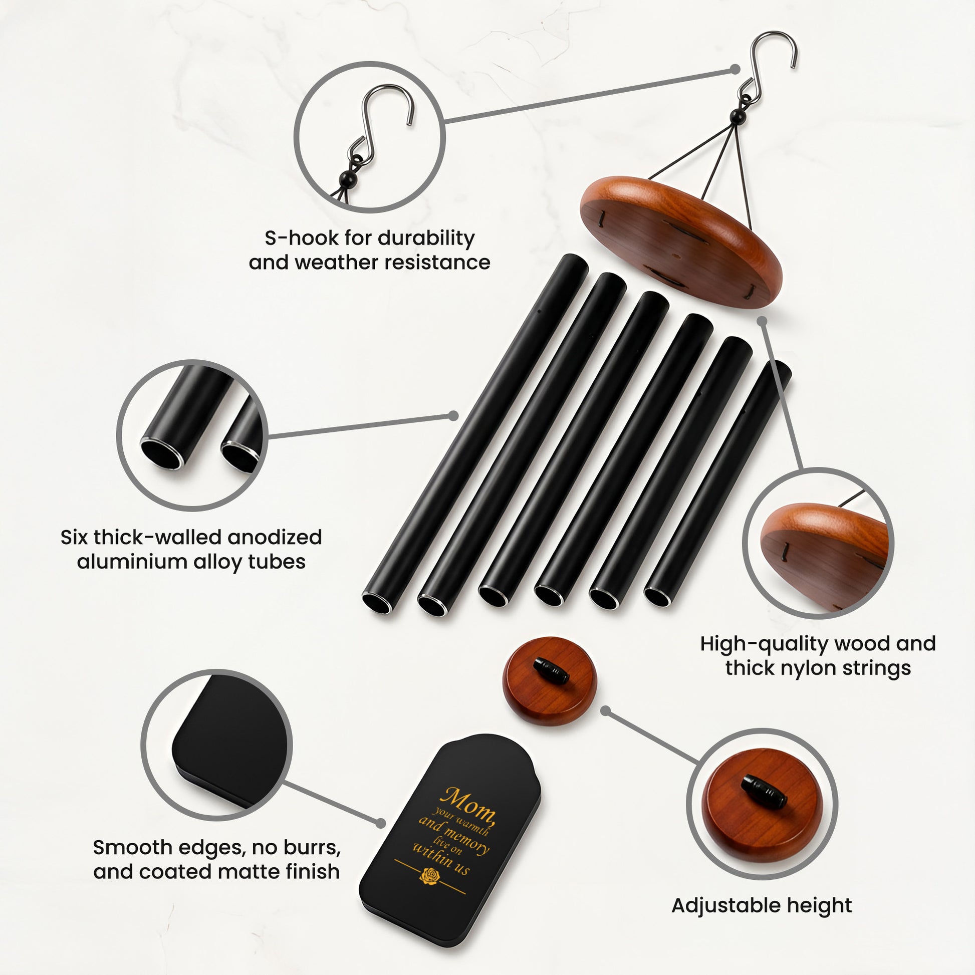 Black Memorial Wind Chime