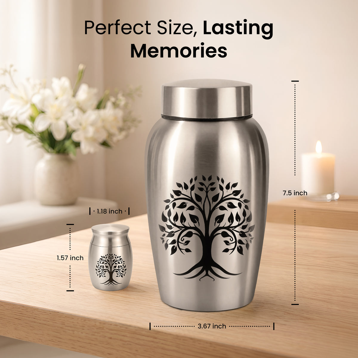 Stainless Steel Cremation Urn Set