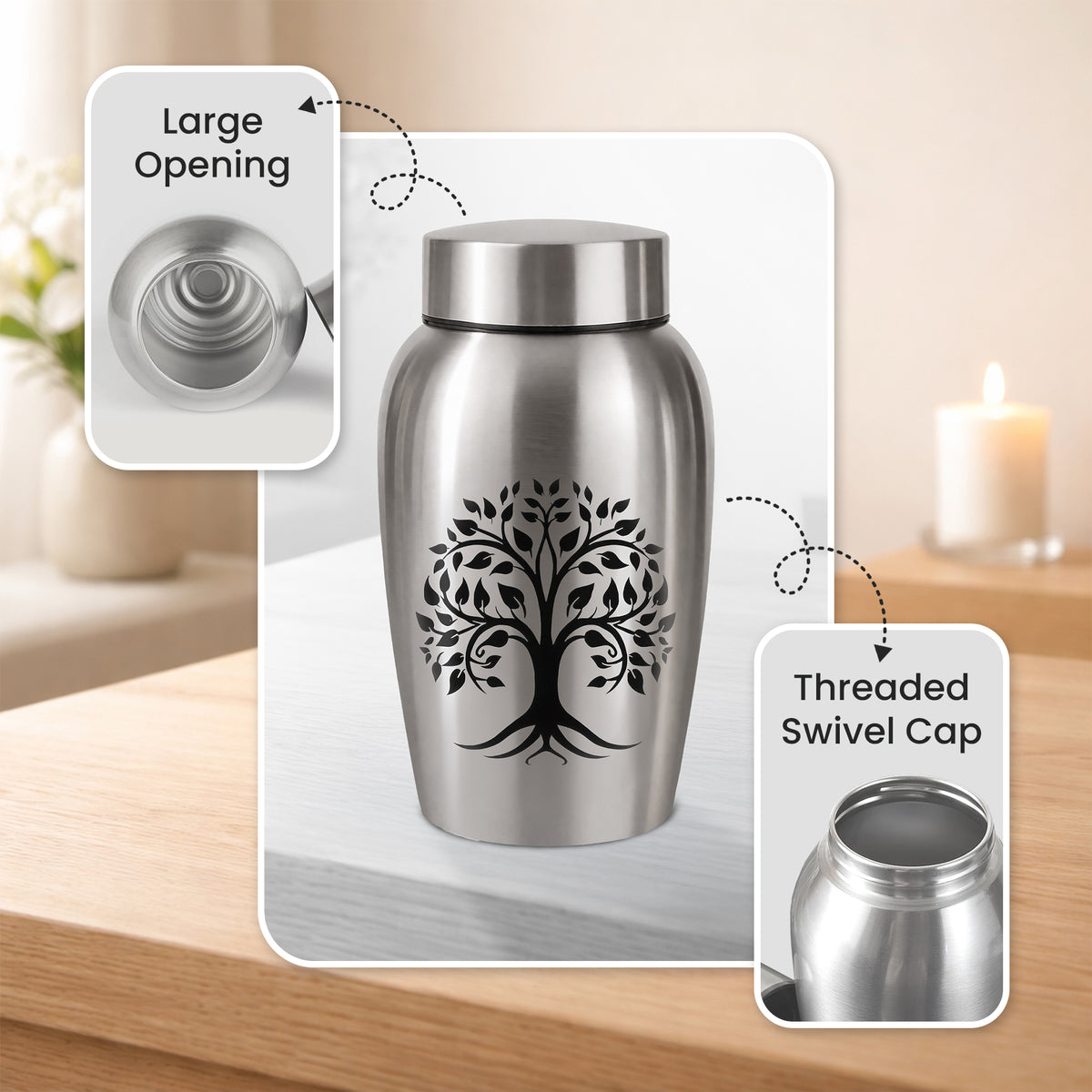 Stainless Steel Cremation Urn Set