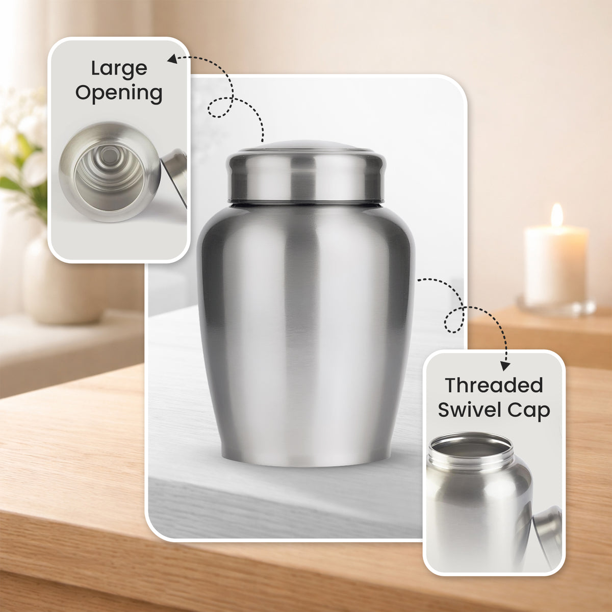 Stainless Steel Cremation Urn Set