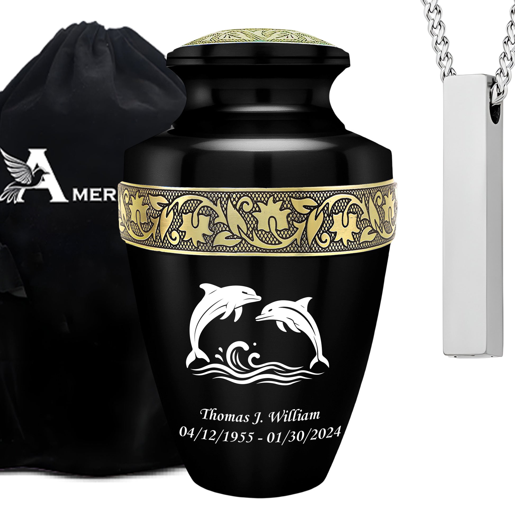 Dolphin - Engraved Grecian Cremation Urn