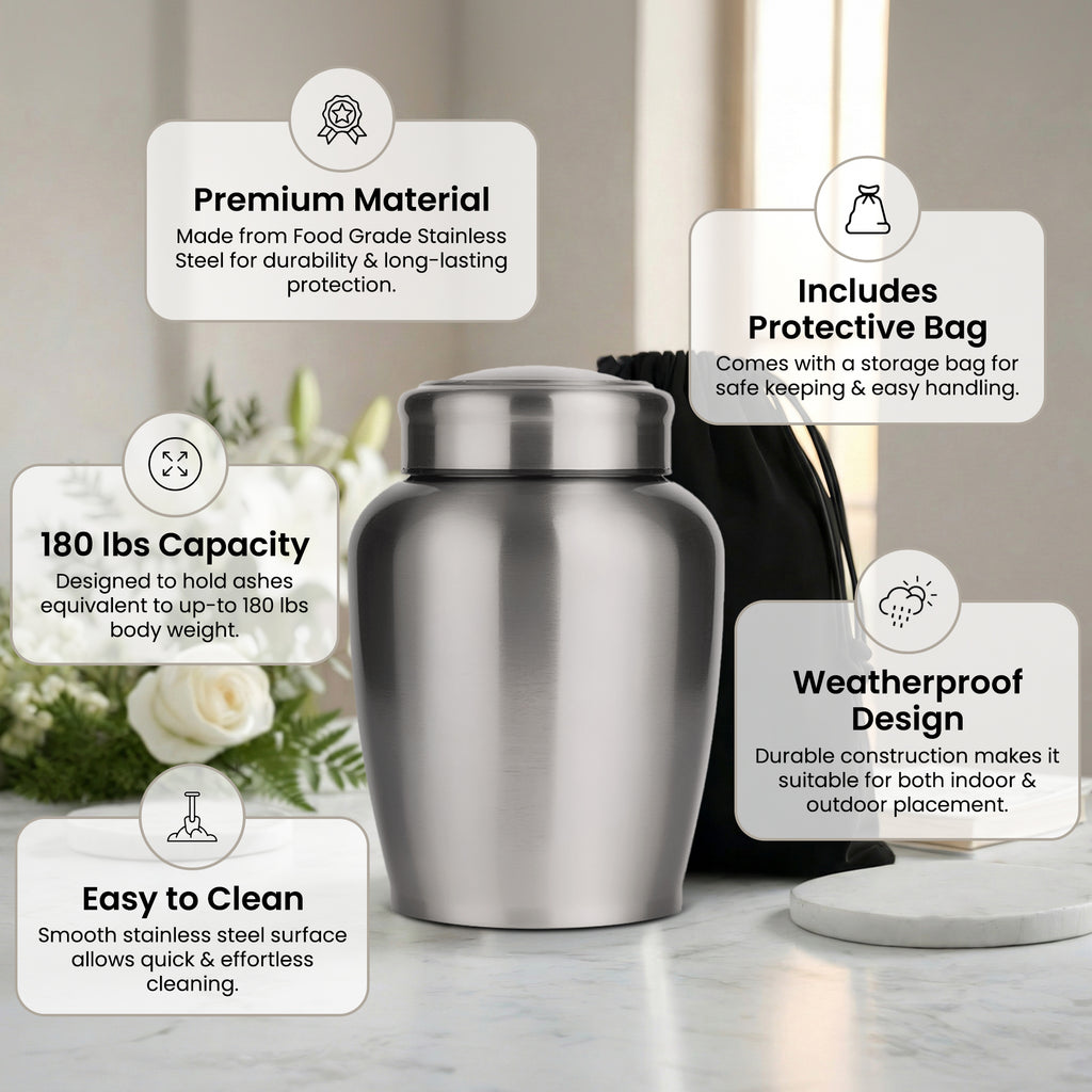 Stainless Steel Cremation Urn Set