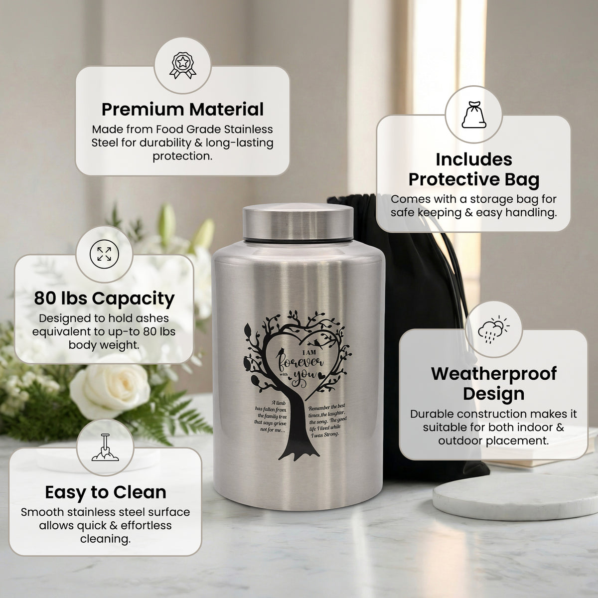 Stainless Steel Cremation Urn Set