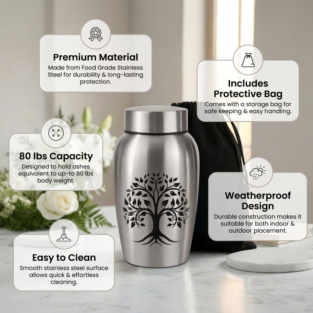 Stainless Steel Cremation Urn Set