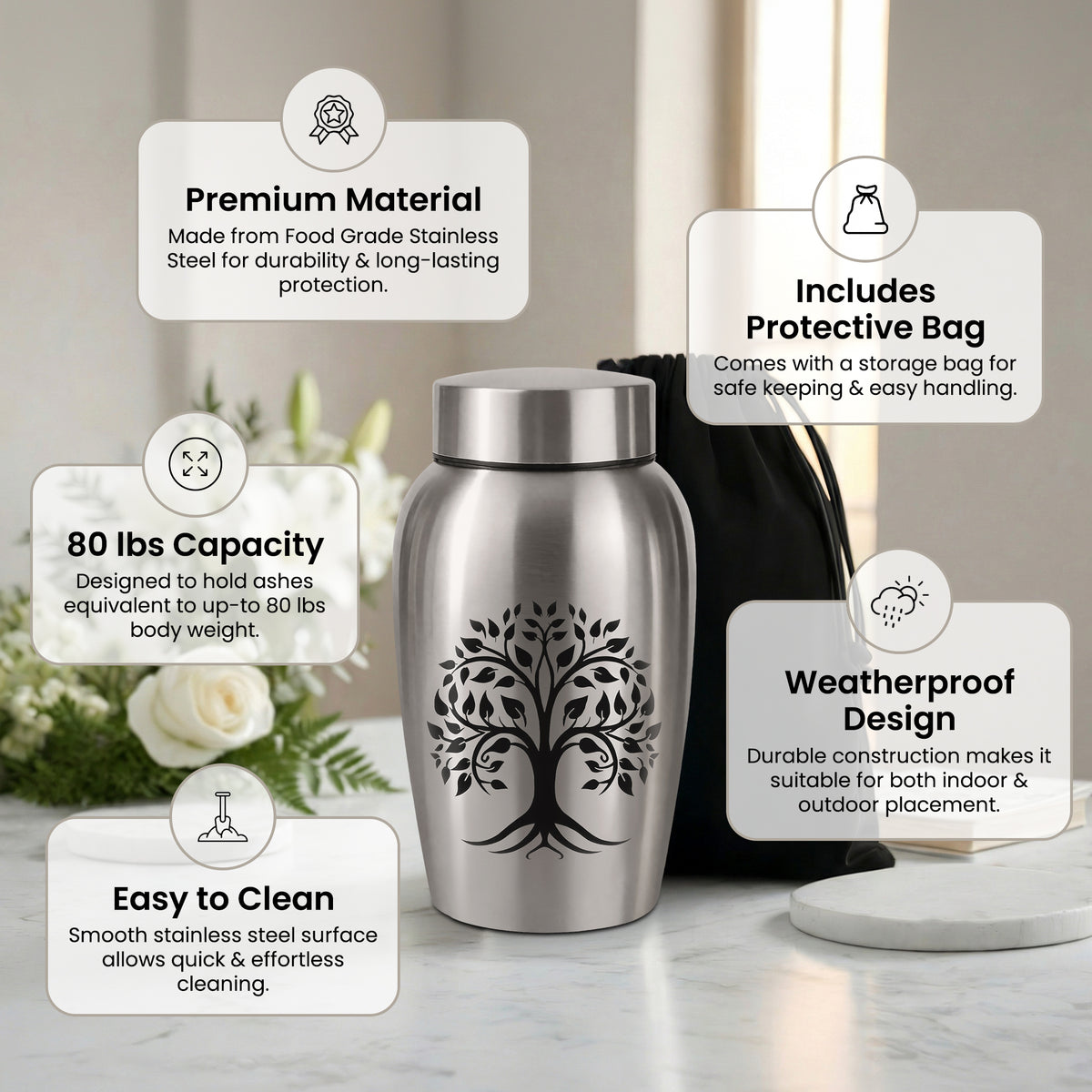 Stainless Steel Cremation Urn Set