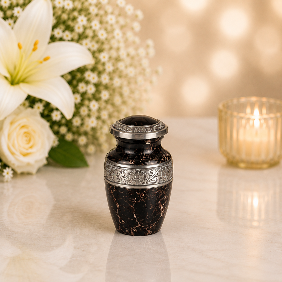 Midnight Marble Memorial Urn