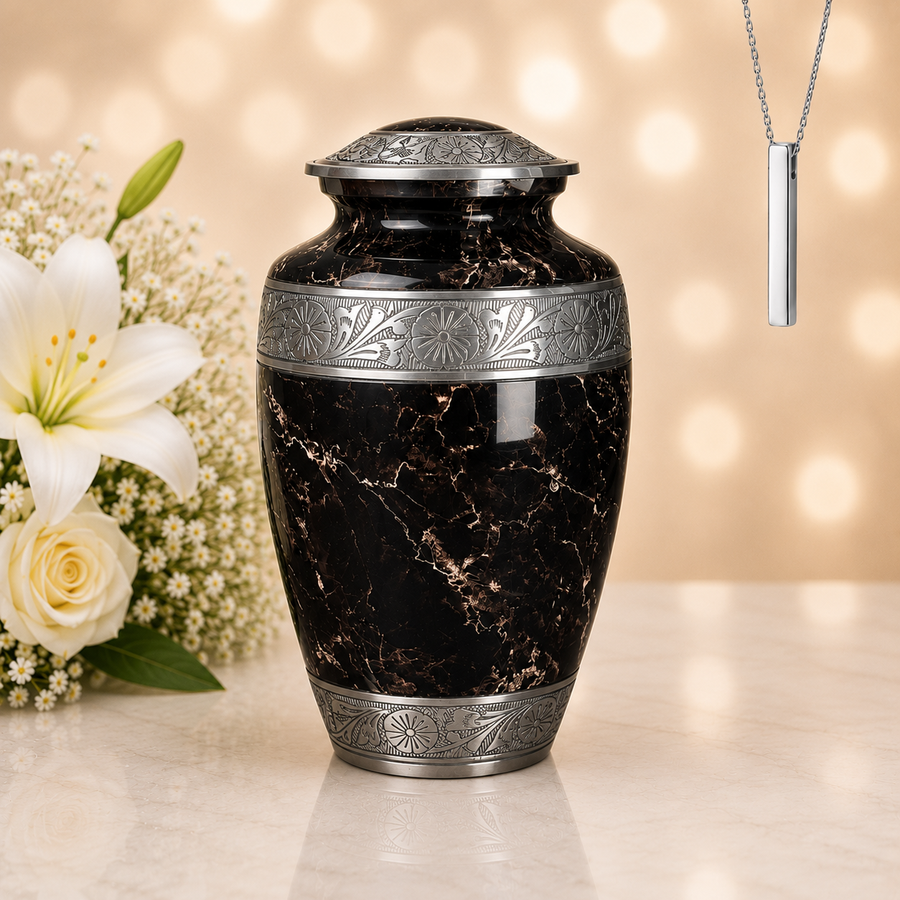 Midnight Marble Memorial Urn
