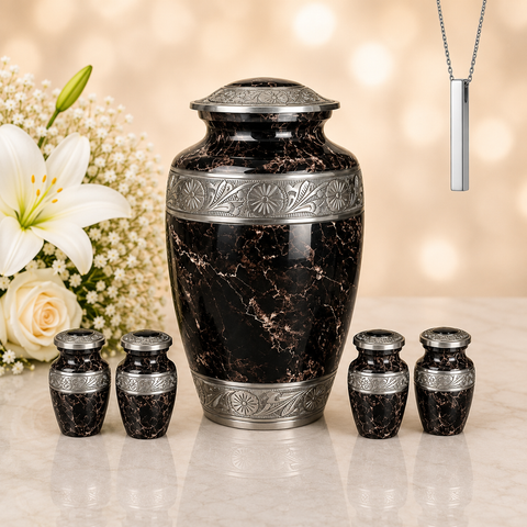 Midnight Marble Memorial Urn