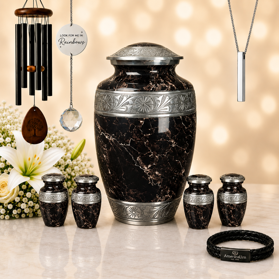 Midnight Marble Memorial Urn