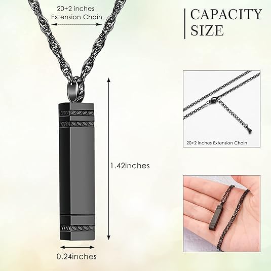 Black Minimalistic Silver Keepsake Necklace