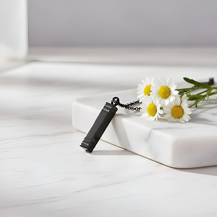 Black Minimalistic Silver Keepsake Necklace