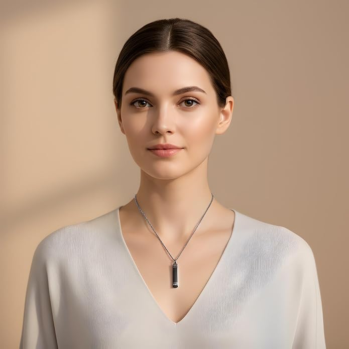 Black Minimalistic Silver Keepsake Necklace