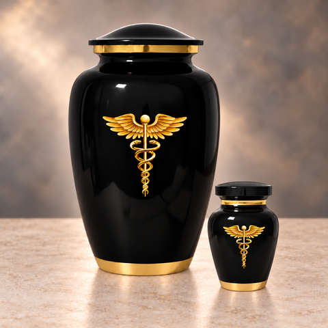 Medical Professional Memorial Urn (Caduceus Design)