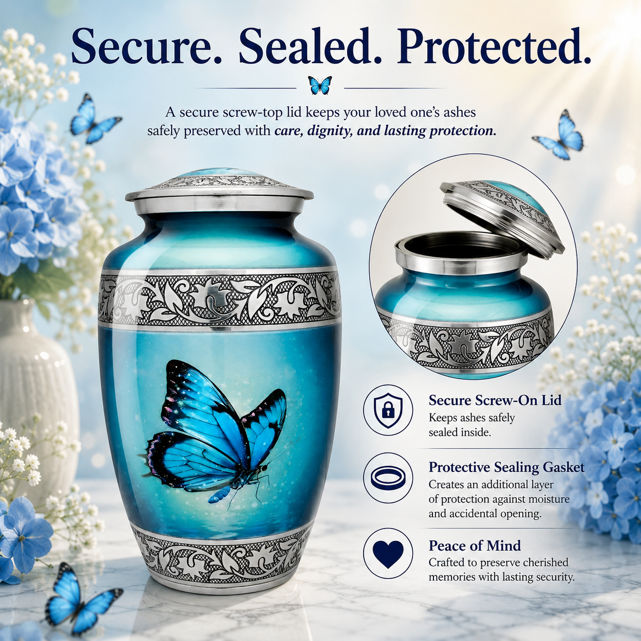 Butterfly Image Cremation Urn