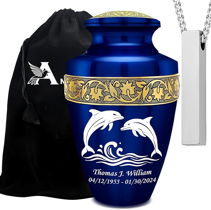 Dolphin - Engraved Grecian Cremation Urn