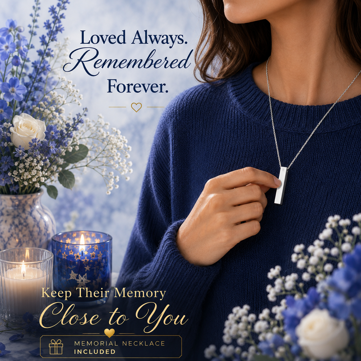 Eternal Blue & Silver Hand-Engraved Cremation Urn