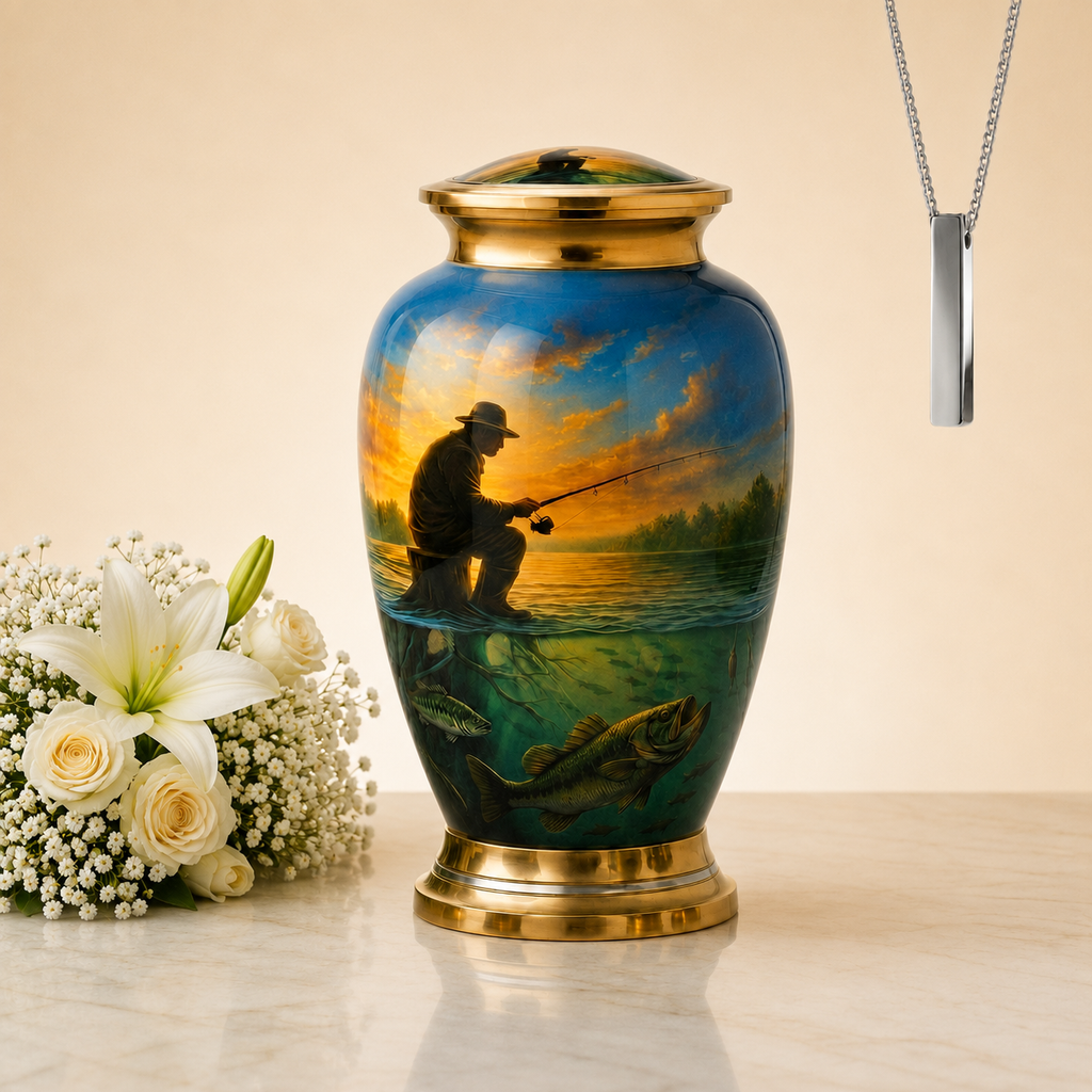 Fishing Image Urn