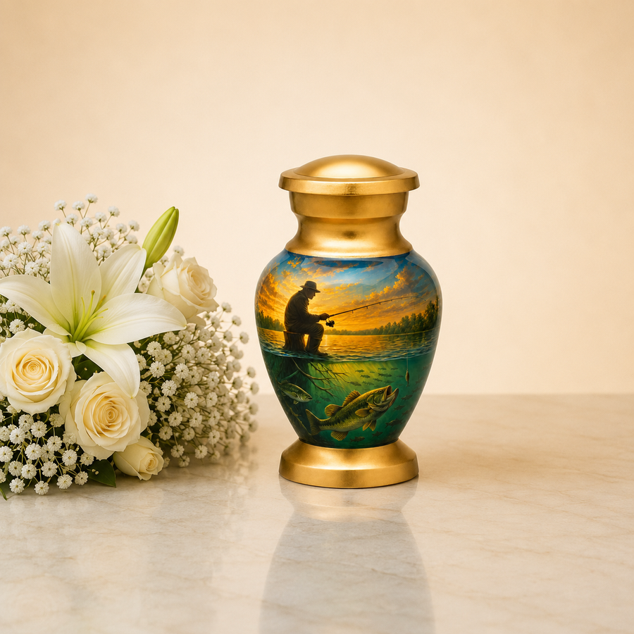 Fishing Image Urn