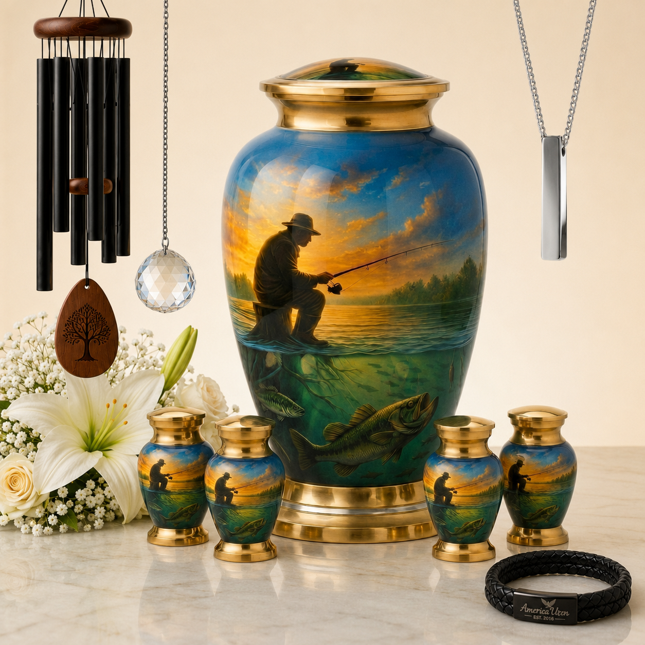 Fishing Image Urn