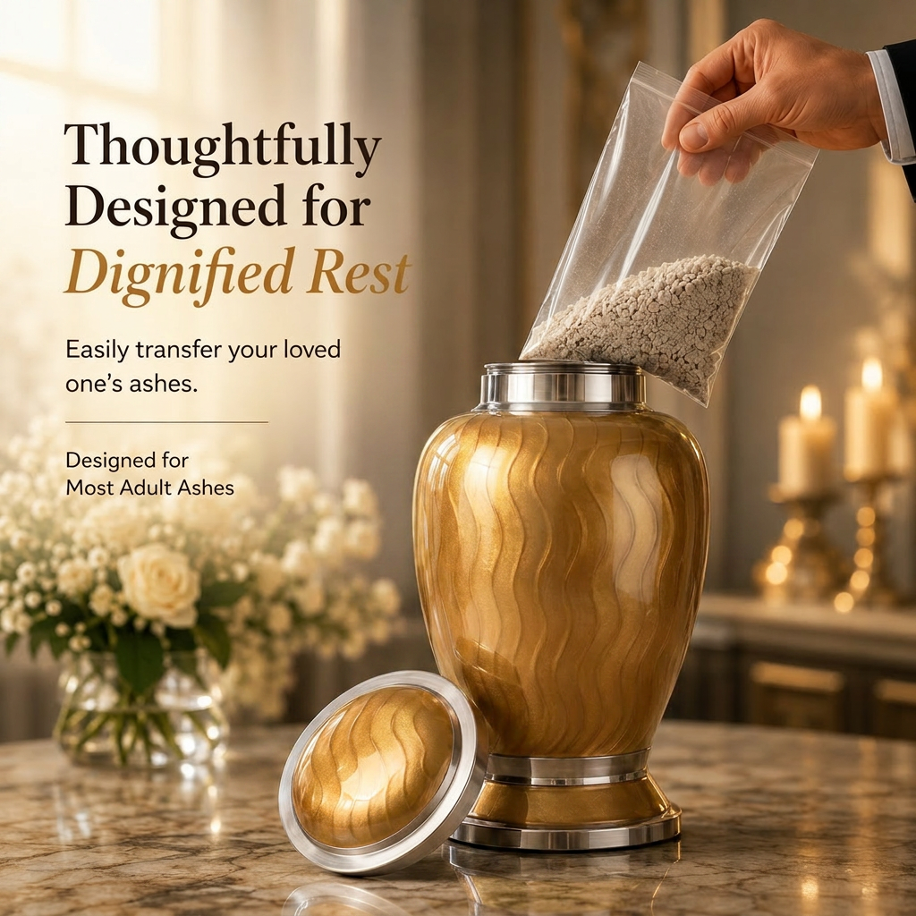Premium Ripple Cremation Urn for Adult Ashes