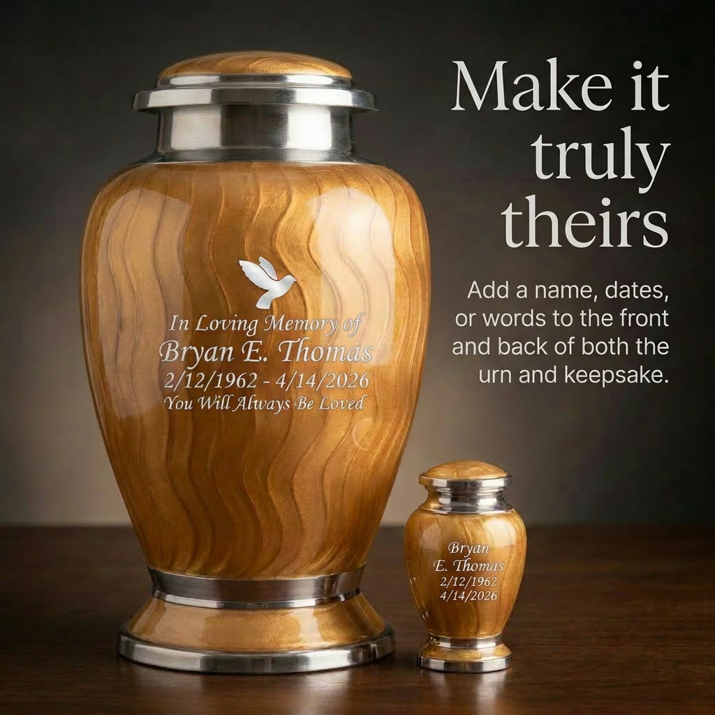 Premium Ripple Cremation Urn for Adult Ashes