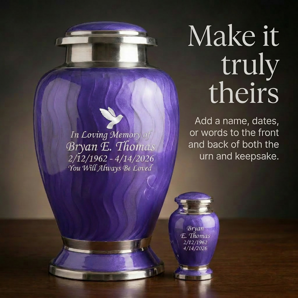 Premium Ripple Cremation Urn for Adult Ashes