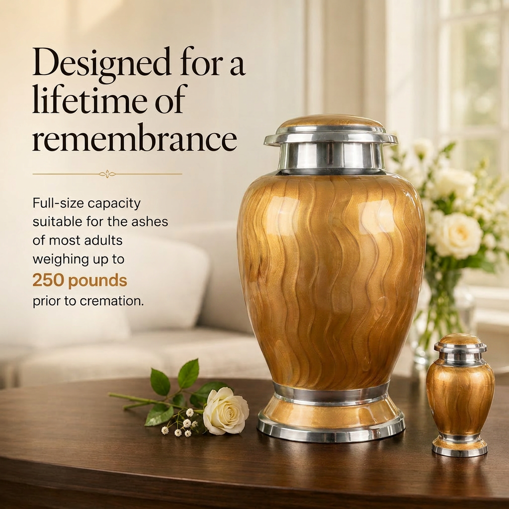 Premium Ripple Cremation Urn for Adult Ashes