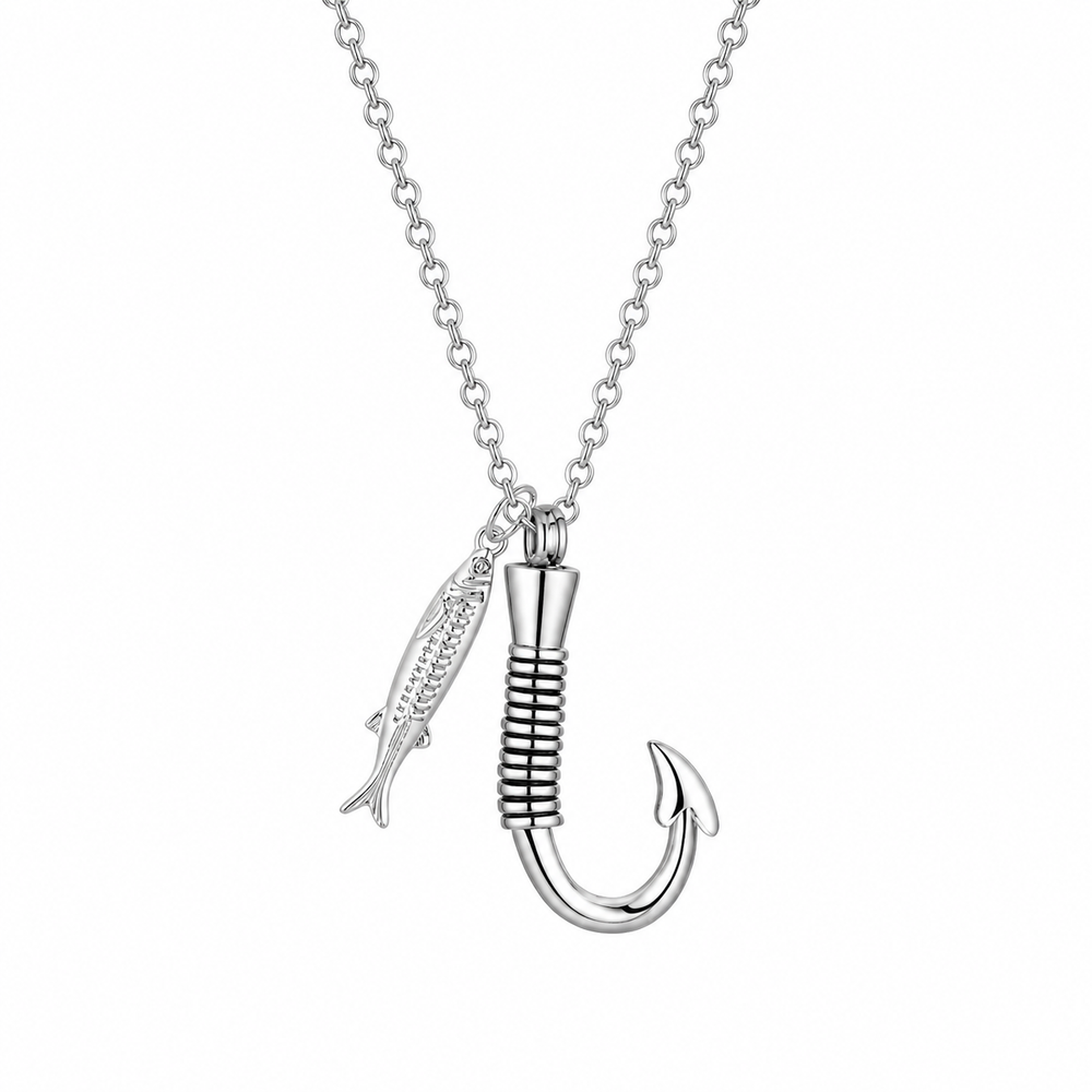 Fish-Hook Angel Wing Keepsake Necklace