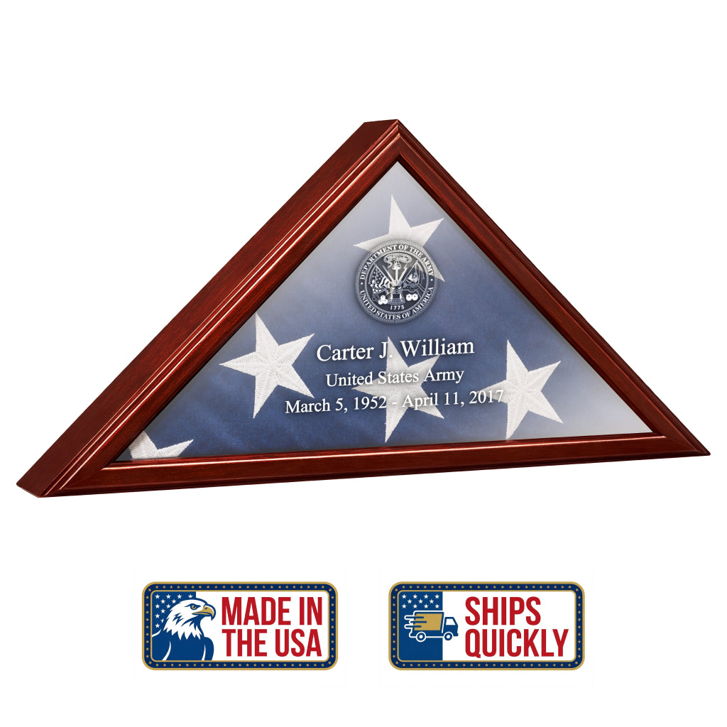 Military Flag Display Case | Handmade in USA | Solid Hardwood with Glass Front