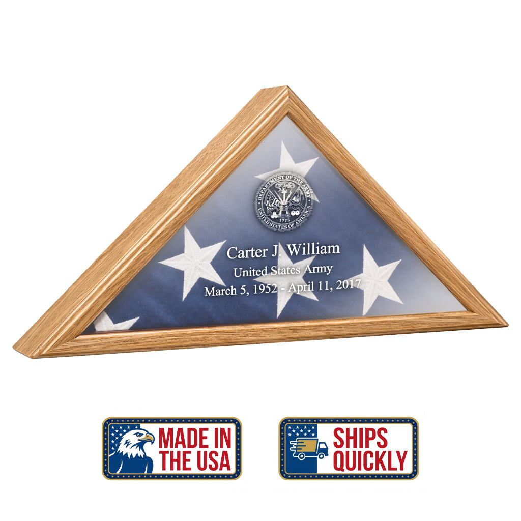 Military Flag Display Case | Handmade in USA | Solid Hardwood with Glass Front