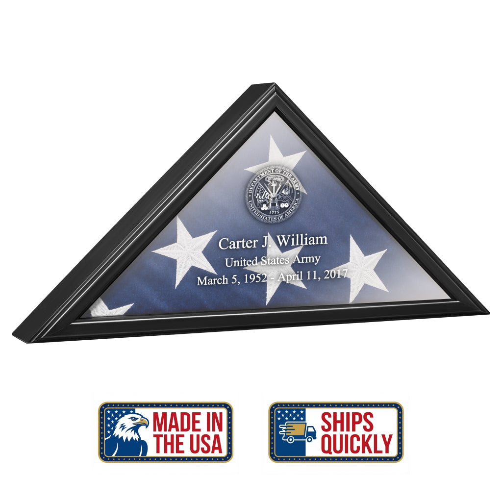 Military Flag Display Case | Handmade in USA | Solid Hardwood with Glass Front