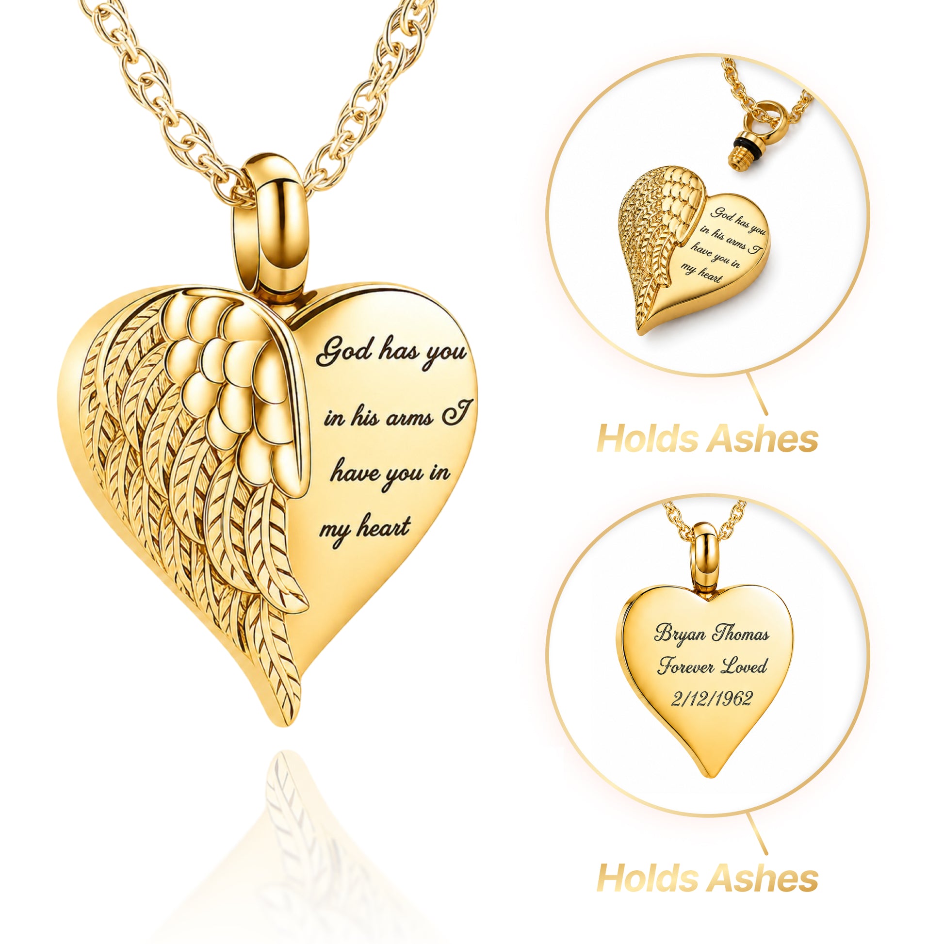 Engraved Golden Heart Keepsake Necklace