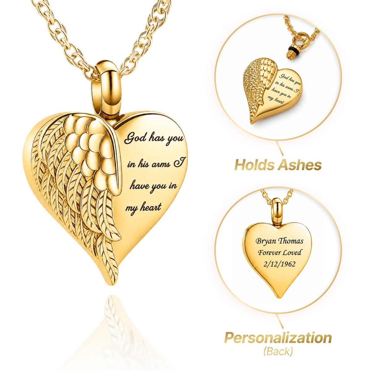 Engraved Golden Heart Keepsake Necklace