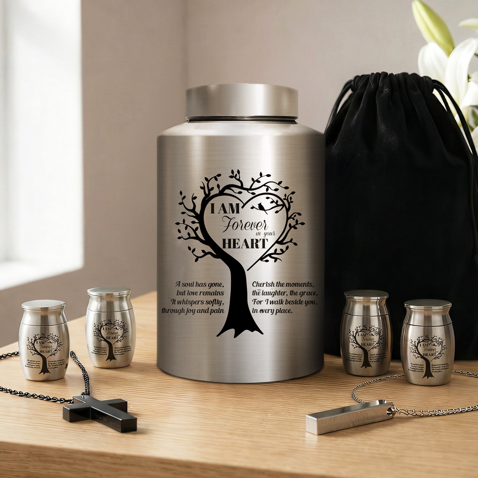 Stainless Steel Cremation Urn Set