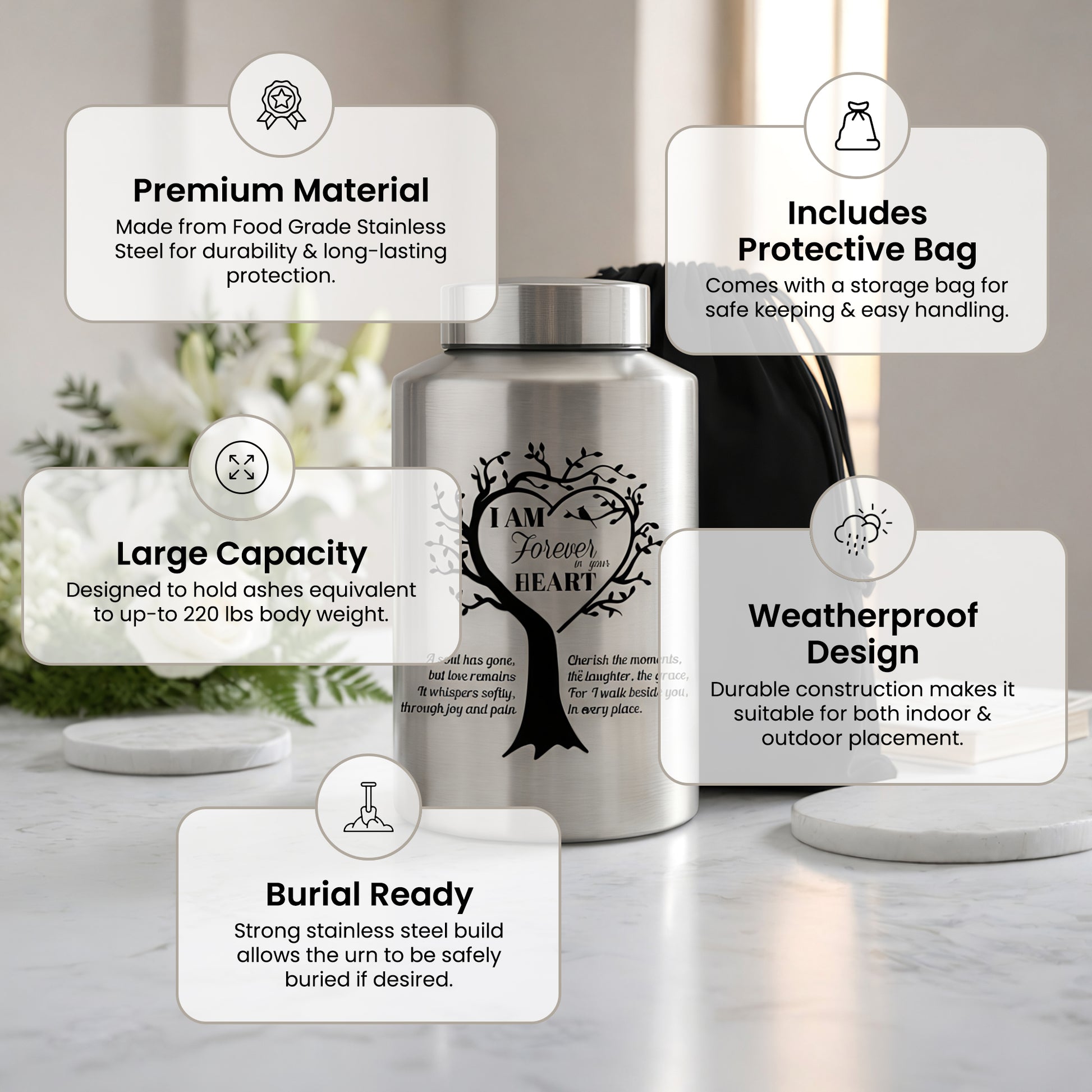 Stainless Steel Cremation Urn Set