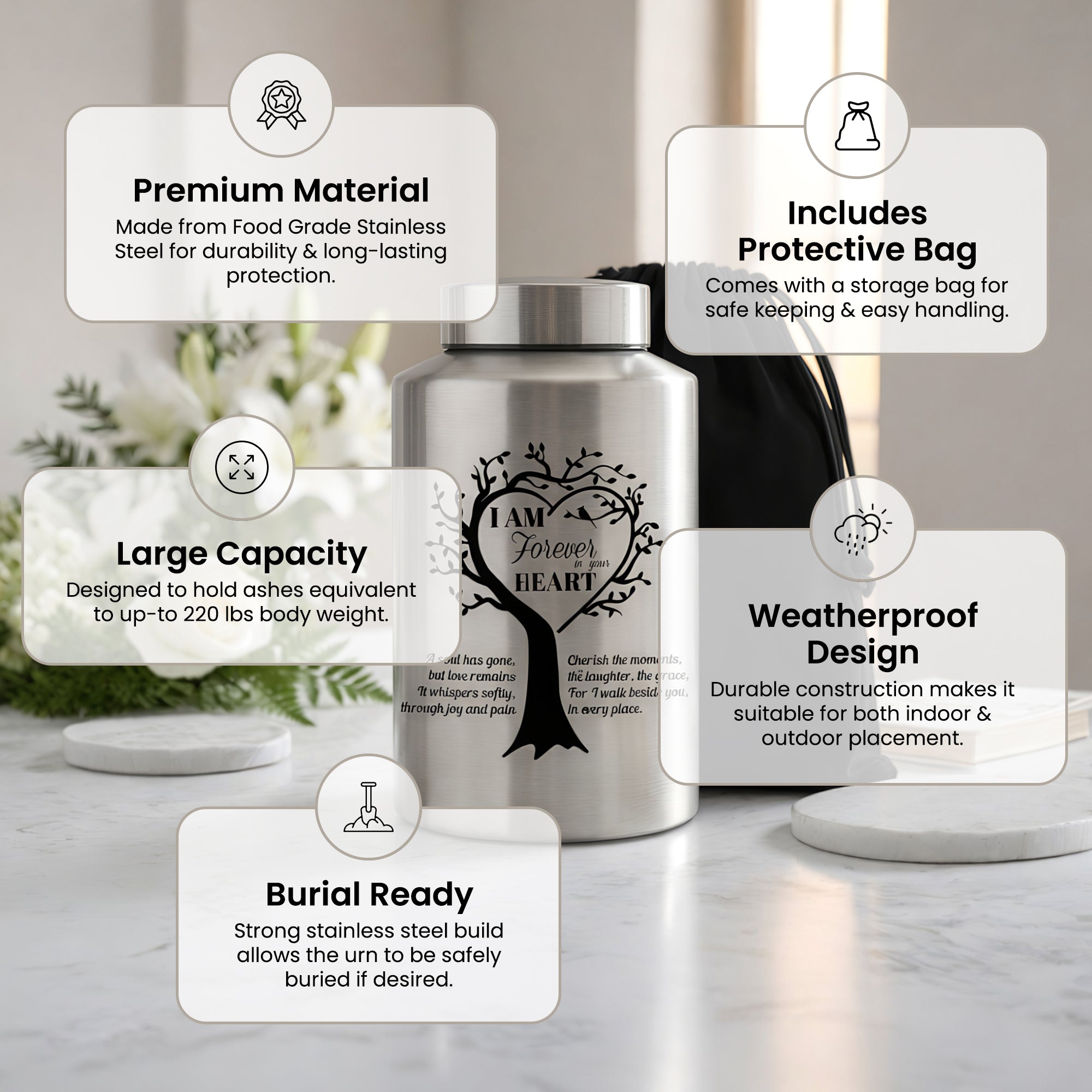 Stainless Steel Cremation Urn Set