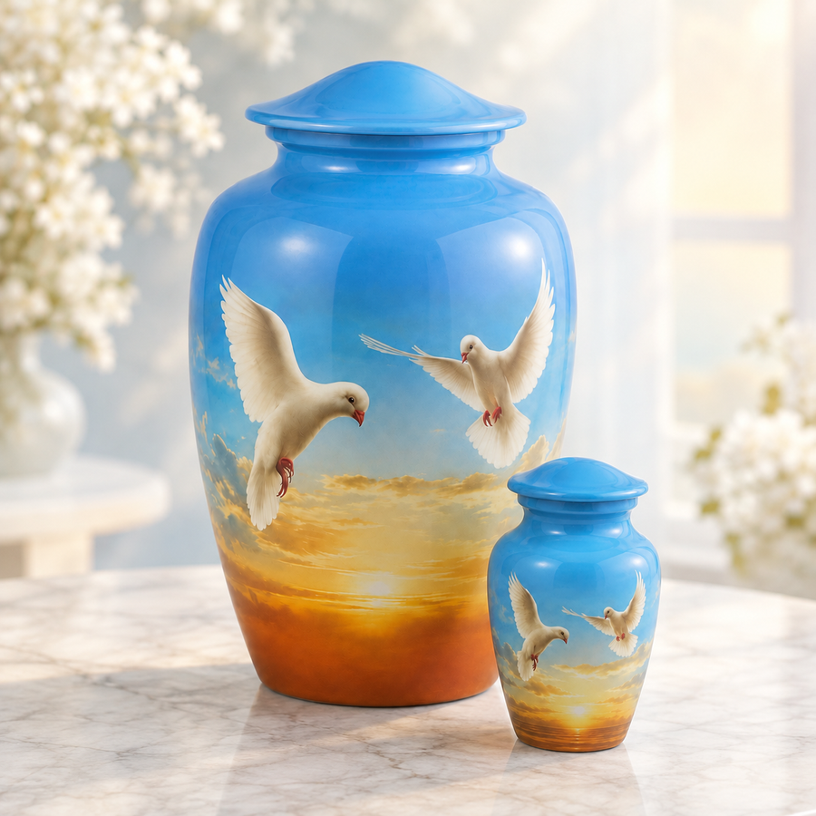 Doves at Sunset Cremation Urn