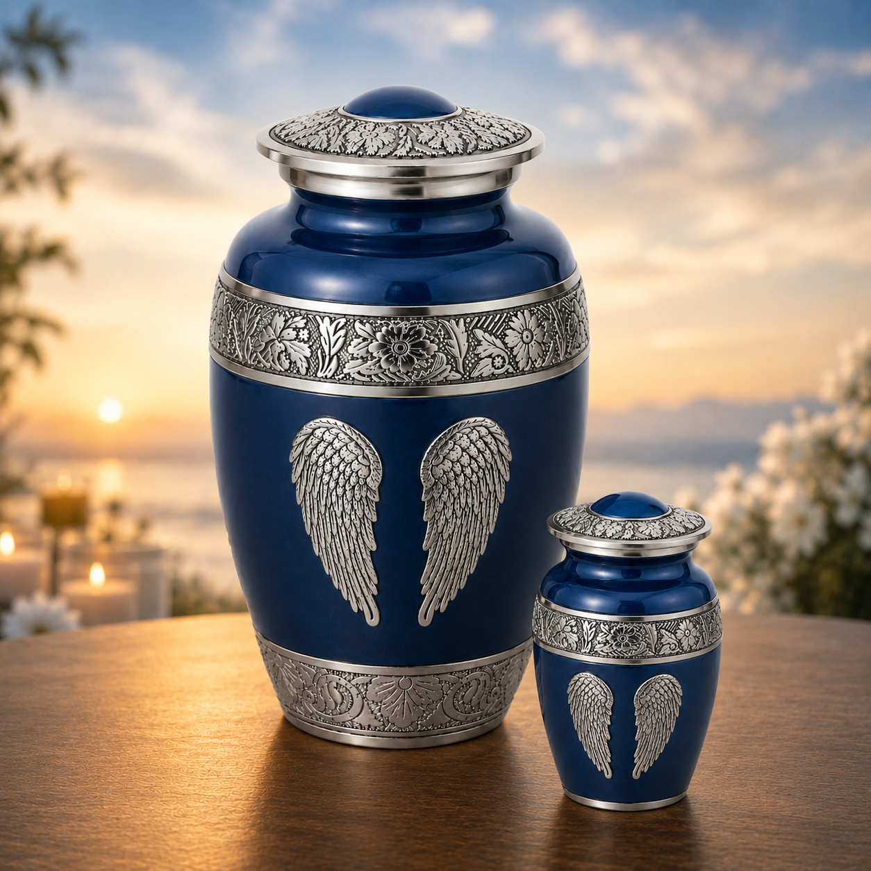 Blue Angel Wings Cremation Urn