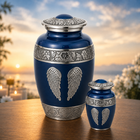 Blue Angel Wings Cremation Urn