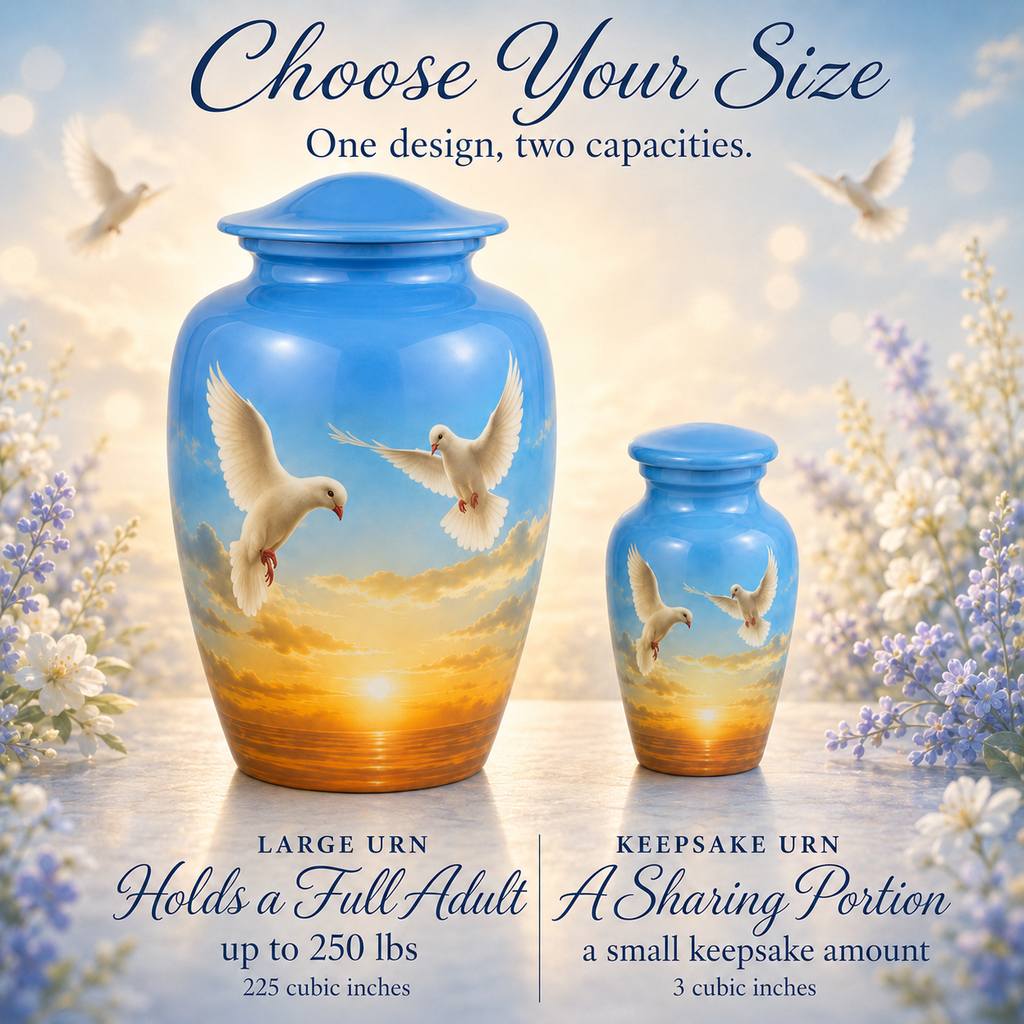 Doves at Sunset Cremation Urn