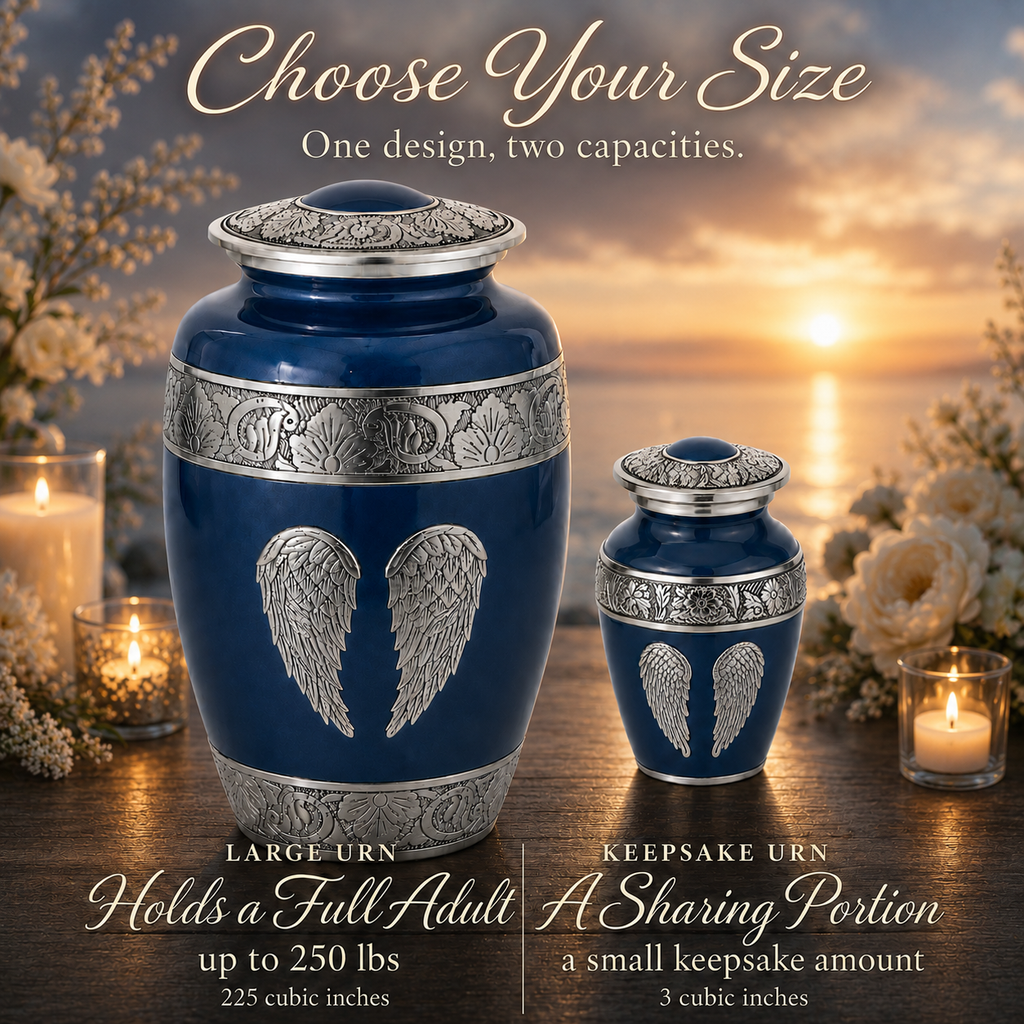 Blue Angel Wings Cremation Urn