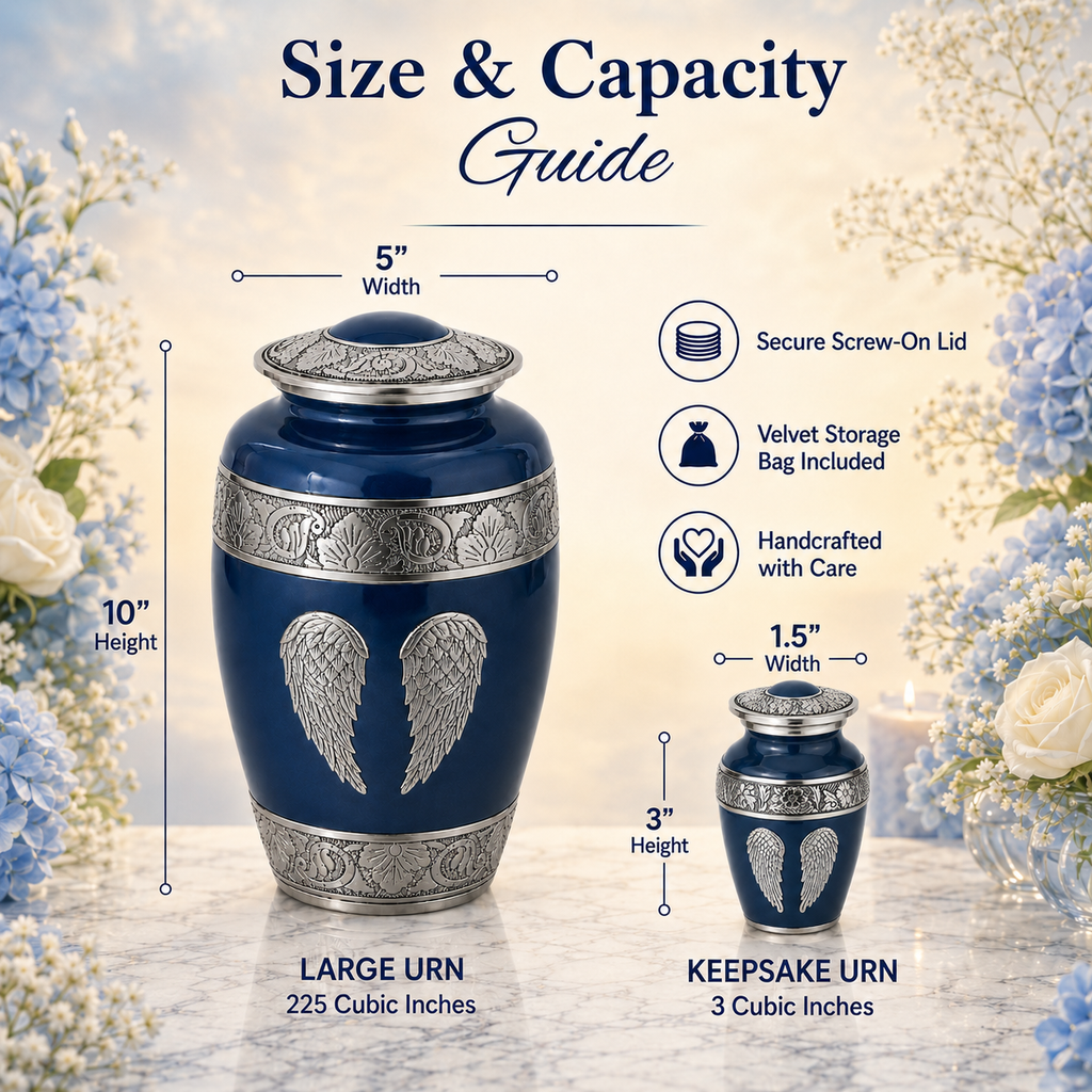 Blue Angel Wings Cremation Urn