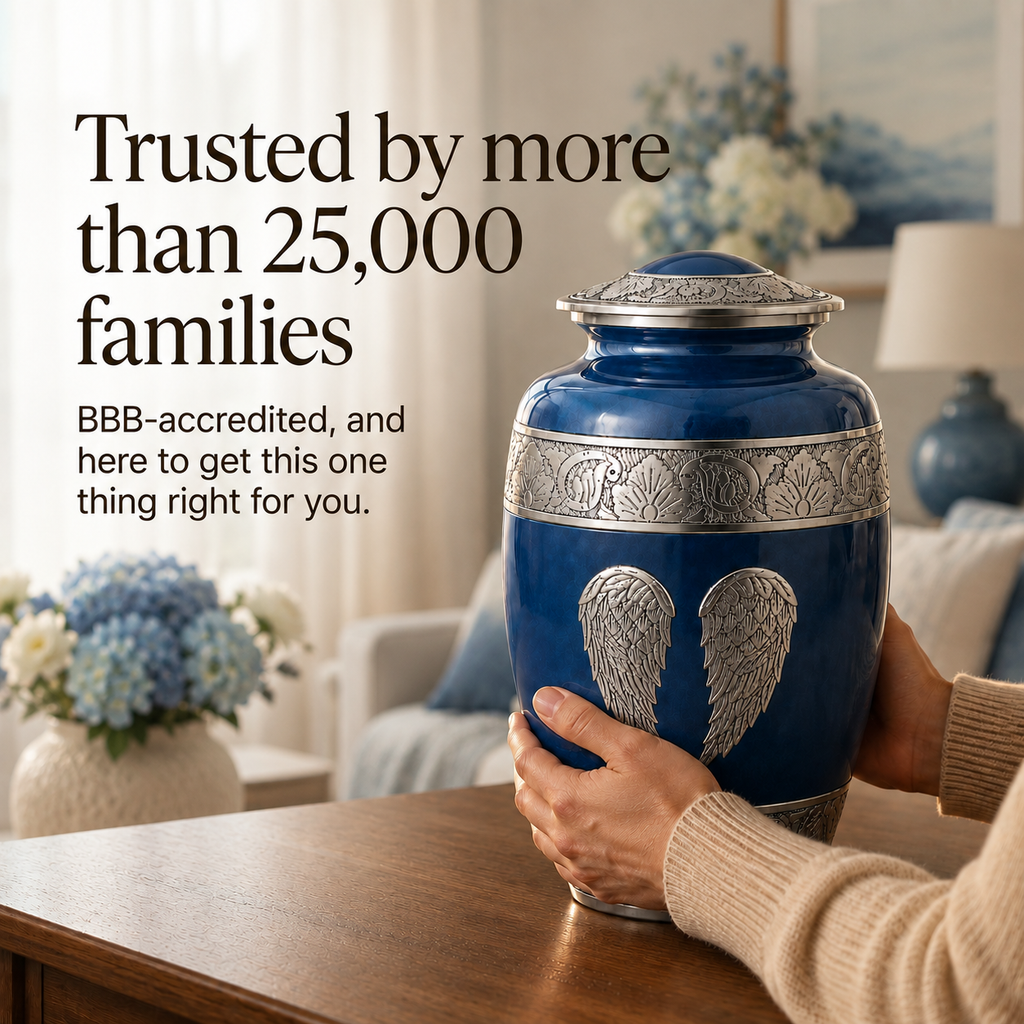 Blue Angel Wings Cremation Urn