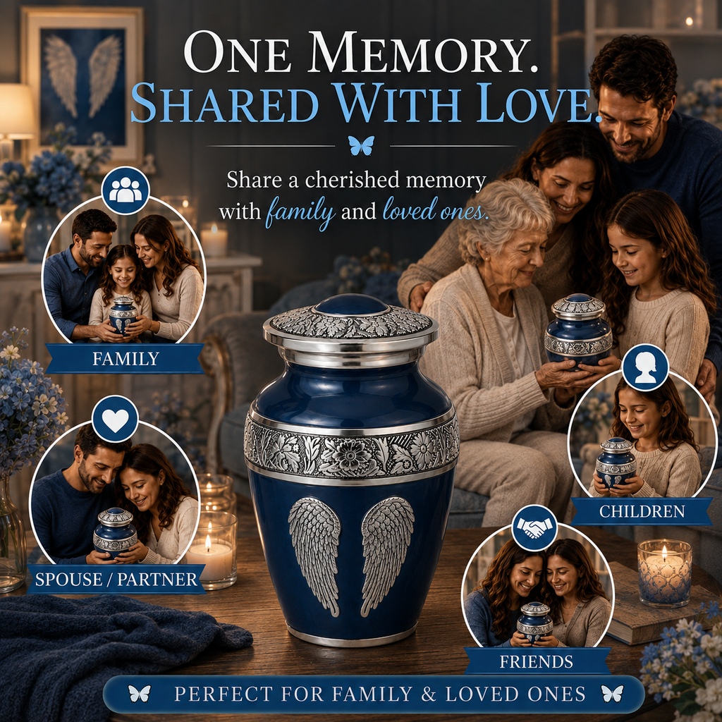 Blue Angel Wings Cremation Urn