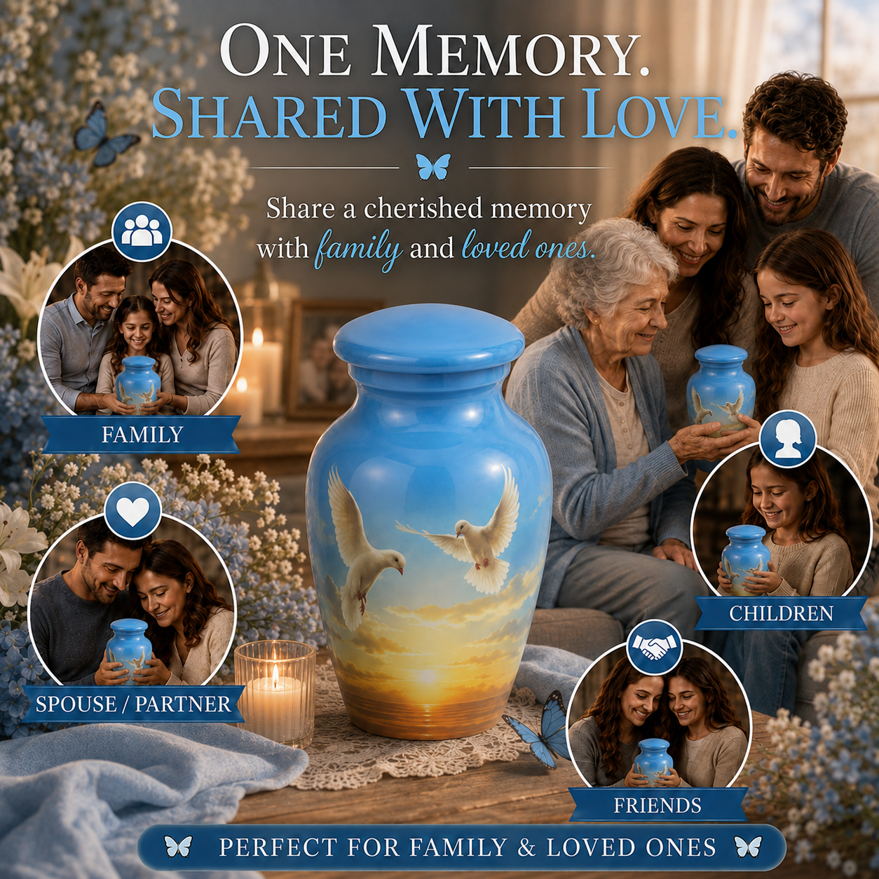 Doves at Sunset Cremation Urn