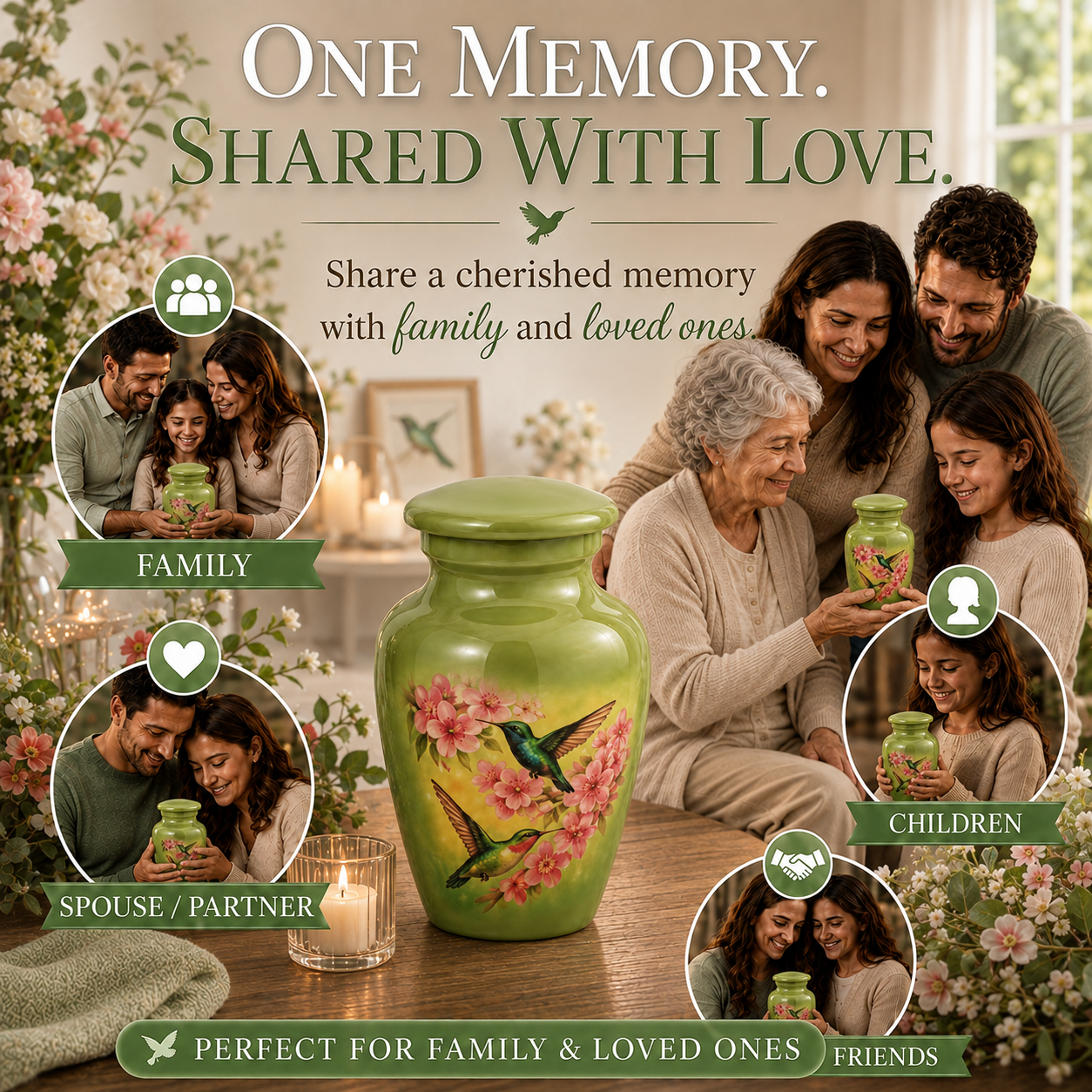 Hummingbird Blossom Cremation Urn